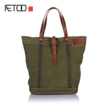 AETOO Холщовая Сумка мужская Повседневная Ретро Художественная Корейская версия холста с кожаной средней сумкой