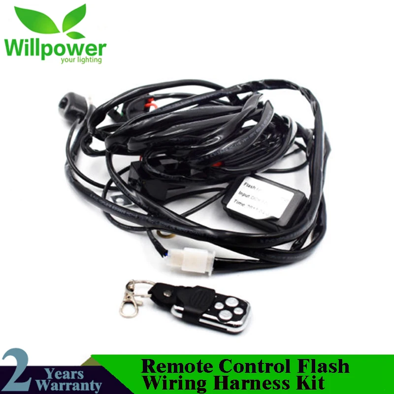 

Remote Control Wiring Harness Kit 40A 14VDC 120/240/300W LED Work Light Flash Strobe 2Lead LED Light Wiring Harness Kit