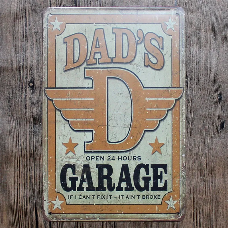 Vintage Home Decor DAD'S GARAGE Vintage Metal Tin Signs Retro Metal