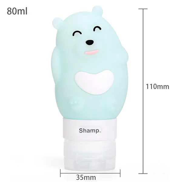 Liplasting Dropshipping 1 шт. портативная многофункциональная бутылка для моделирования мультяшных животных силиконовый контейнер для жидкого макияжа с героями мультфильмов - Цвет: Blue Green Bear 80ml