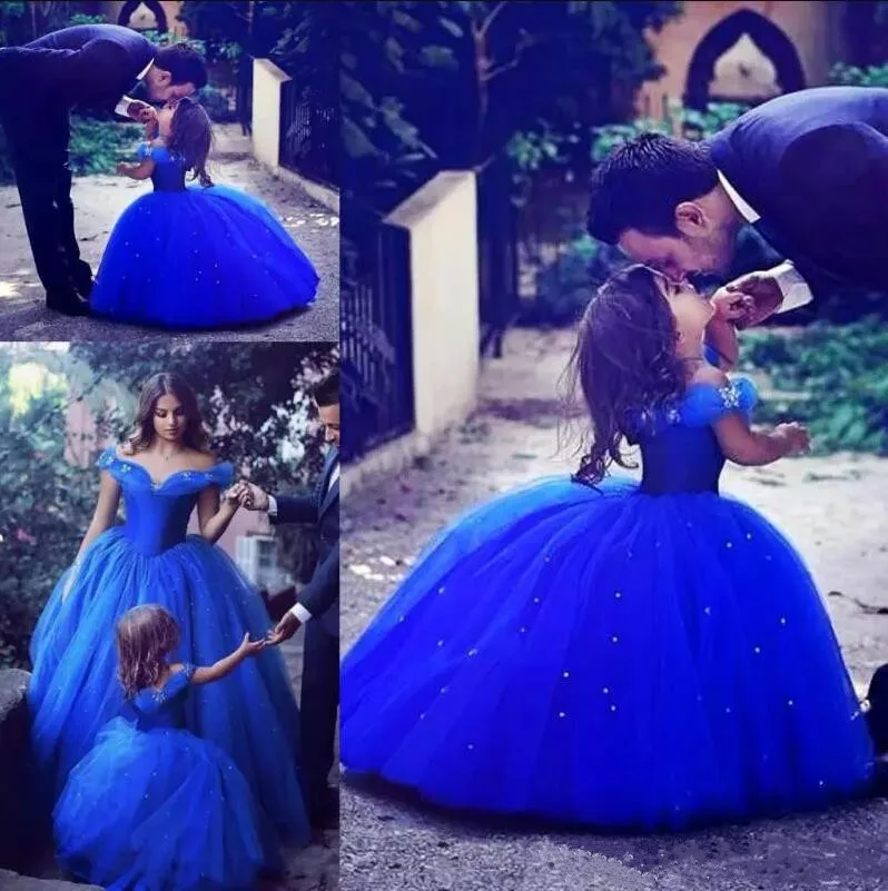 

Cinderella Girls Pageant Dress 2019 Princess Royal Blue First Communion Dress Gown Kids Party Formal Wear Girls Christmas Dress