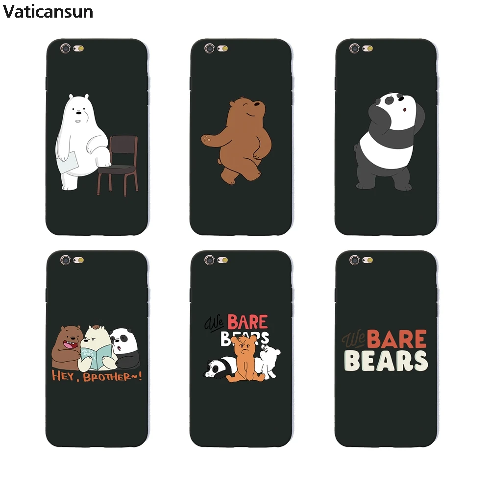 

we bare bears miniso soft Silicone black cover phone case for iPhone 6 7 8 plus 5 5s 6s se for Apple X TPU best design Housing