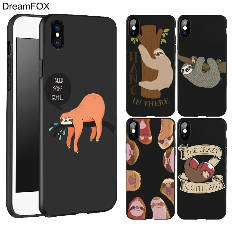 

DREAMFOX L087 Sloth Black Soft TPU Silicone Case Cover For Apple iPhone 11 Pro XR XS Max X 8 7 6 6S Plus 5 5S 5G SE