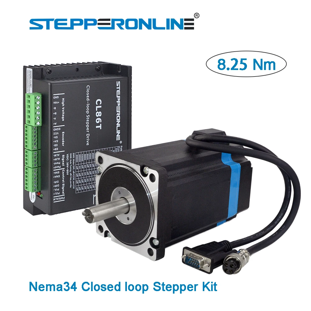 

Nema 34 Encoder Stepper Motor Kit 8.25Nm Hybrid Servo Motor + Nema34 Closed Loop Stepper Motor Driver 2pcs 1.7m Extension Cable