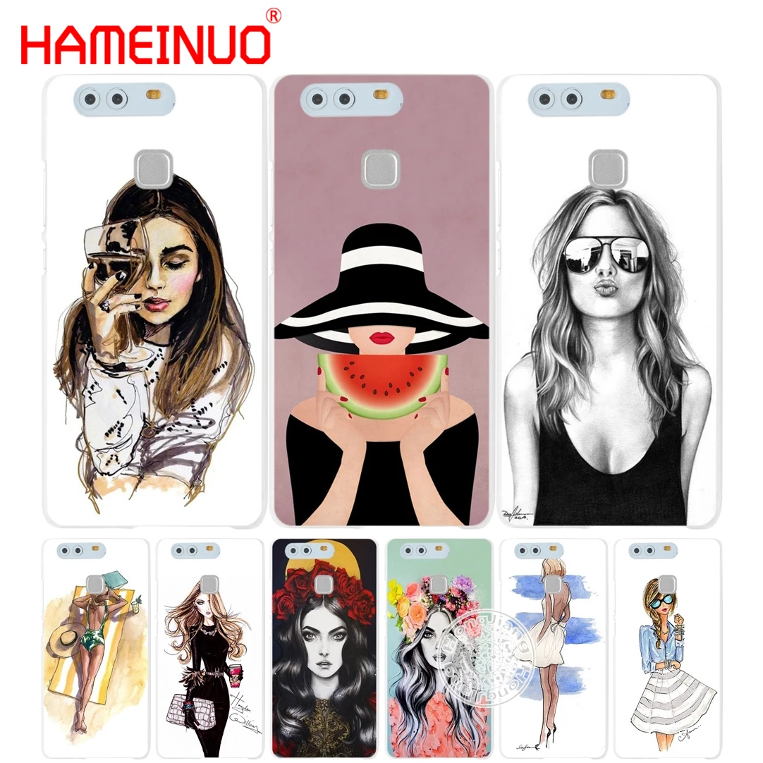 Модный чехол HAMEINUO для телефона с изображением девушки и винной чашки huawei Ascend P7 P8 P9