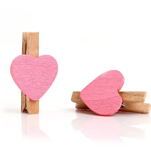 50pcs Mini Love Heart Wooden Clothespin Pinza de madera Clothespin bois Craft Clips DIY Clothes