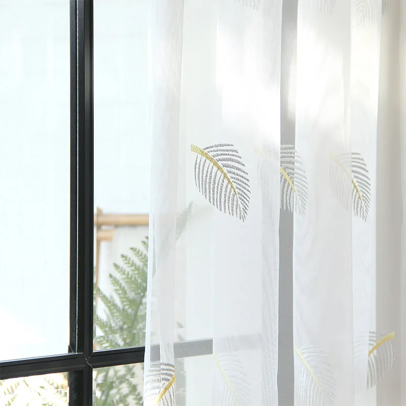 

Geometric Sheer Curtains for Living Room Decoration Wave Pattern Embroidered Tulle Fabric Nordic Style Kitchen Voile Curtain