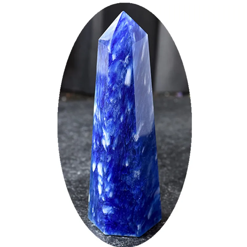 

Pure hand carved blue melting single pointed wand point healing family decorative crafts collection