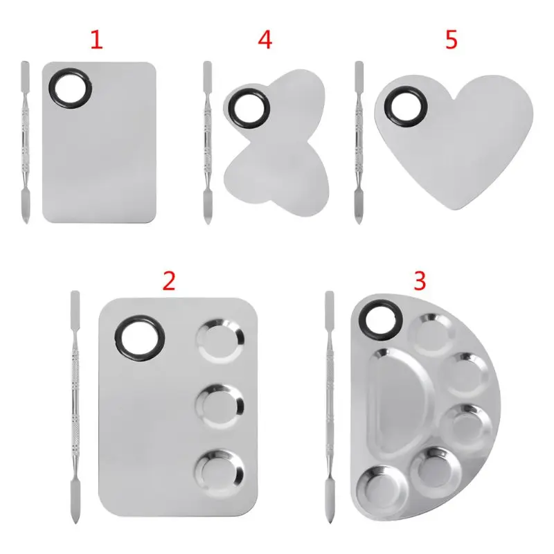 Koop Roestvrij Staal Verf Palet Lade Mengstaaf Spatel Set Voor Nail Art Supply Schoolbenodigdheden Aquarel Olieverf Make Up