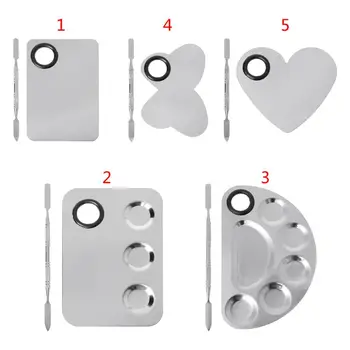 

Stainless Steel Paint Palette Tray Mixing Rod Spatula Set For Nail Art Supply School Supplies Watercolor Oil Painting Makeup