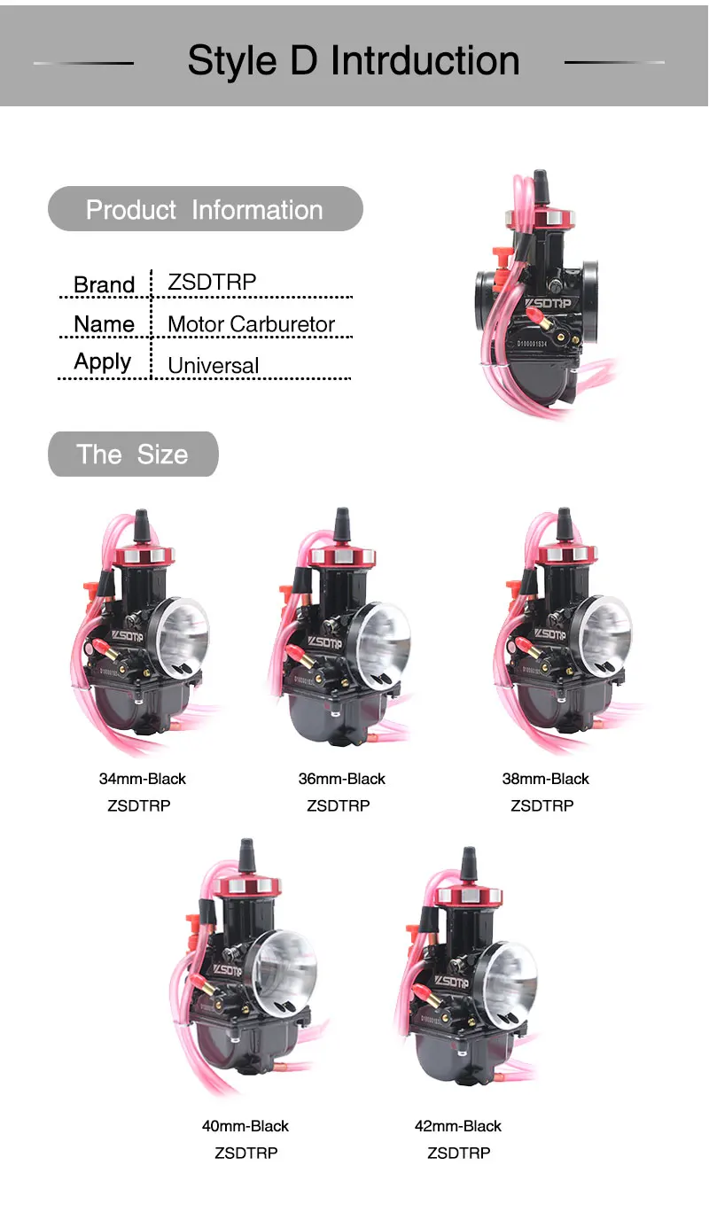 ZSDTRP 4T двигатель 33 34 35 36 38 40 42 мм PWK Keihin Карбюратор используется на внедорожнике мотора мотокросса с хорошей мощностью