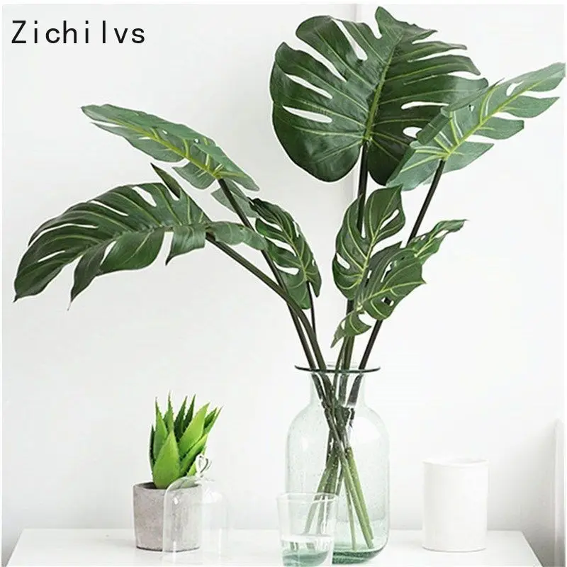 

Zichilvs 10pcs L/M/S High Simulation Artificial Monstera Tropical Plant Leaf Home Party Office Store Decorations