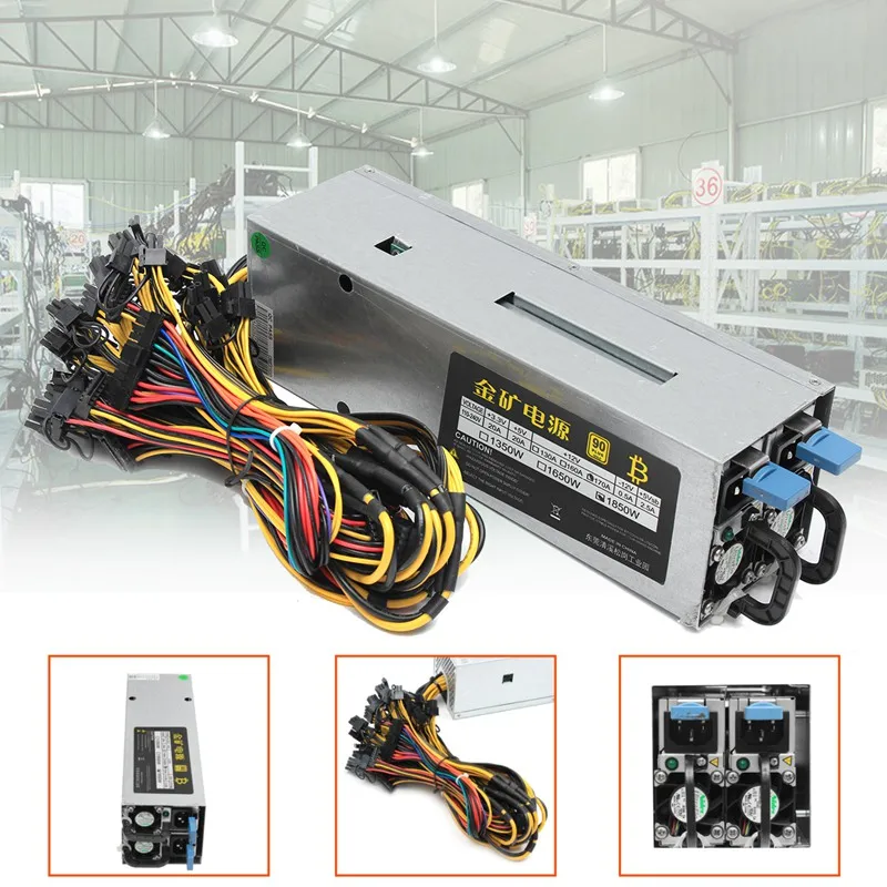 

1800W 95% 90Plus Gold Miner Mining Power Supply ATX For 6 GPU ETH BTC Ethereum New Computer computer/win 10 /win 8 power Supply