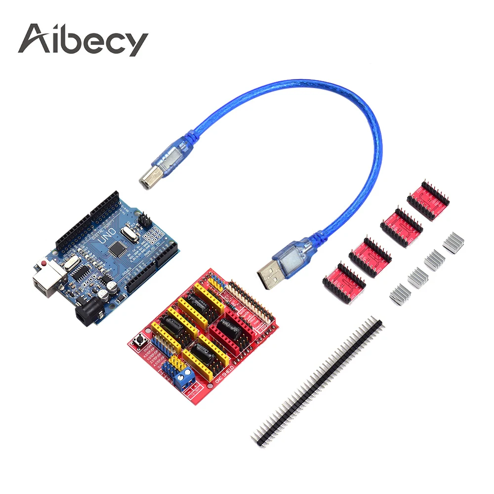 Аксессуары для 3D-принтера CNC щит доска A4988 Драйвер комплект с теплоотвод для Arduino гравер 3d принтер