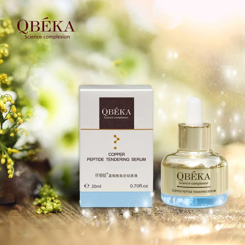 QBEKA Copper Peptide Tendering Serum Anti Aging Vitamin C Skin Care Facial Essence Anti Wrinkle Face Serums With Hyaluronic Acid