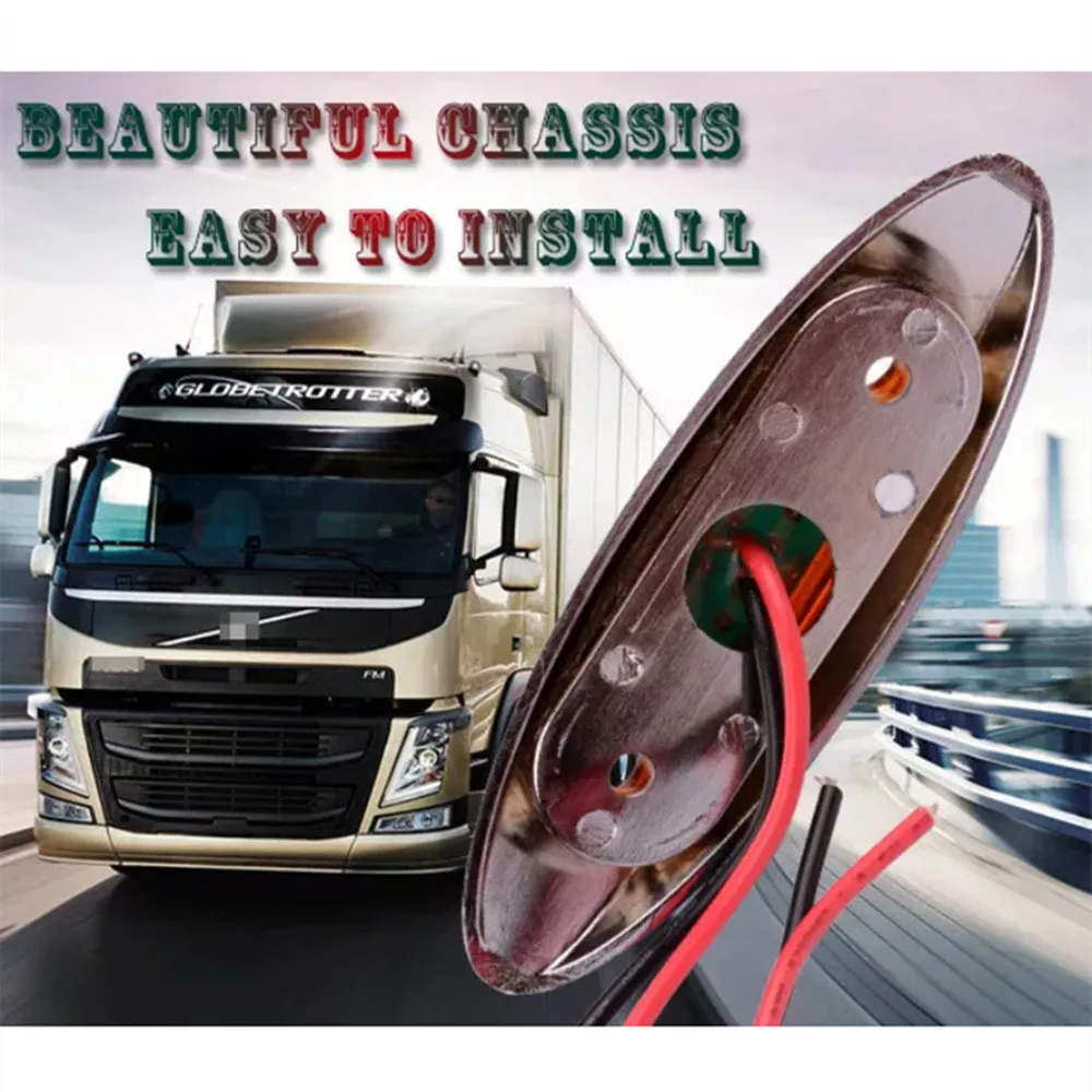 

2xAmber Truck Trailer Caravan Side Marker Clearance Light Chrome Housing 3 Led Lamp Amber White Truck Light Car Accessories