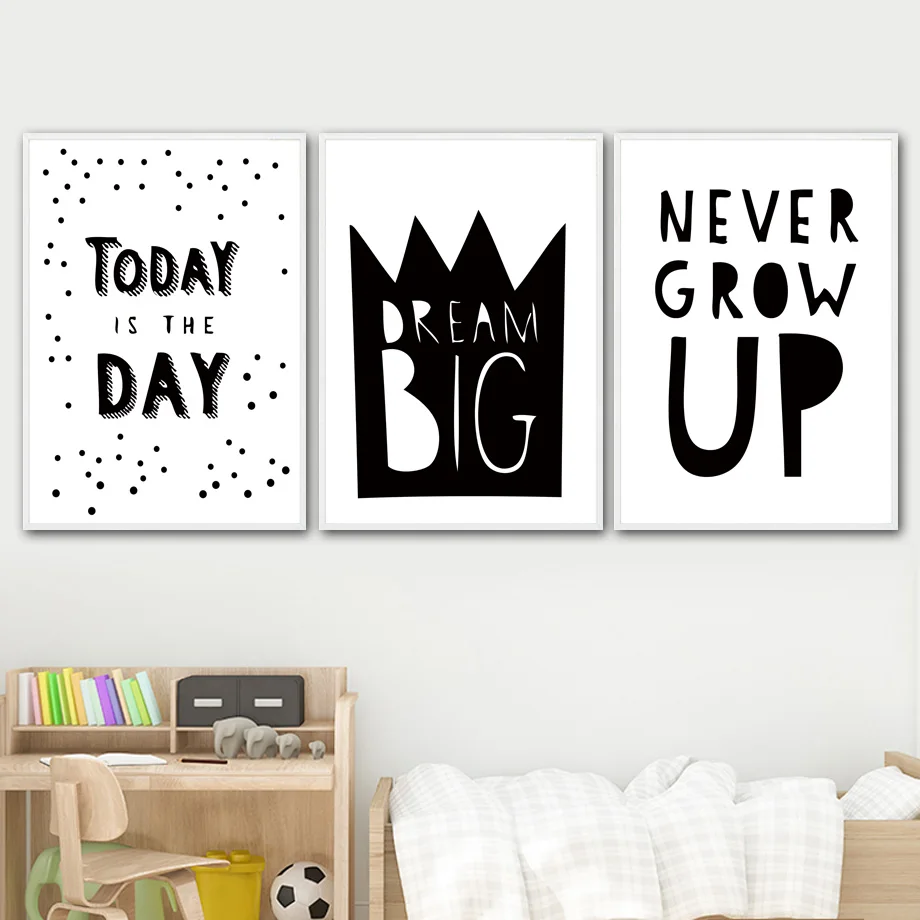 Motivations Zitat Wand Kunst Leinwand Malerei Poster Und Drucke Nordic Poster Schwarz Weiß Wand Bilder Kinderzimmer