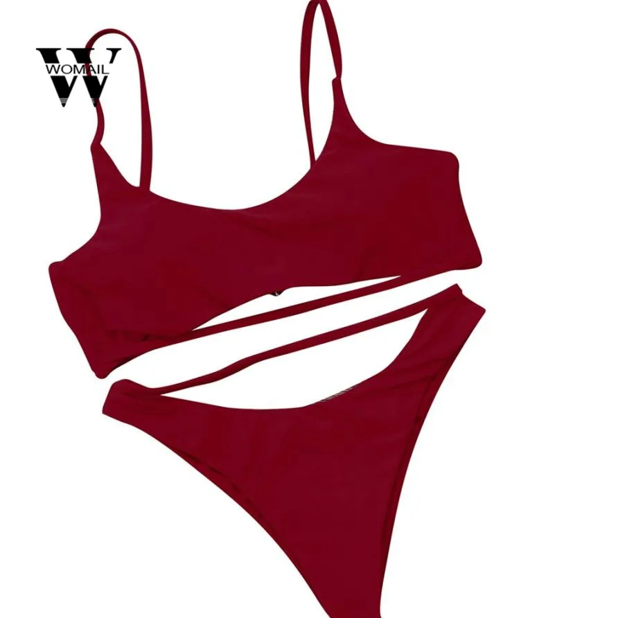

2018 New Summer Women Solid Swimsuit Bra & Brief Sets Bandage Push Up Padded Hot sale drop shipping Mar 29