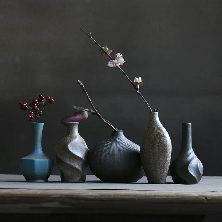 

Ceramic Vases Coarse Pottery Flower Utensils Japanese Retro Creative Furnishings Dry Flower Arrangement Modern Simple Small Tea