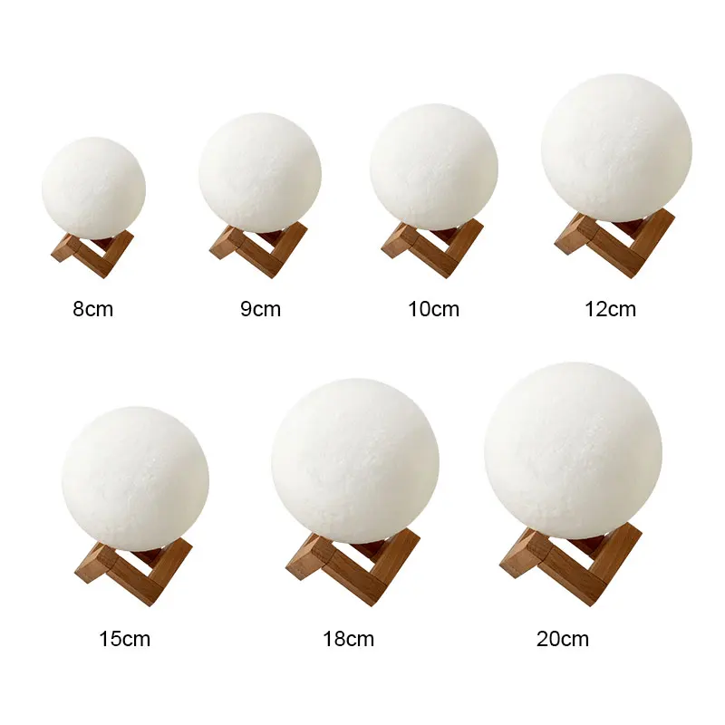 Led الجدول مصباح 3D طباعة مصباح قمري led قابلة للشحن 2 اللون تغيير اللمس التبديل خزانة ليلة ضوء ديكور المنزل الإبداعية هدية