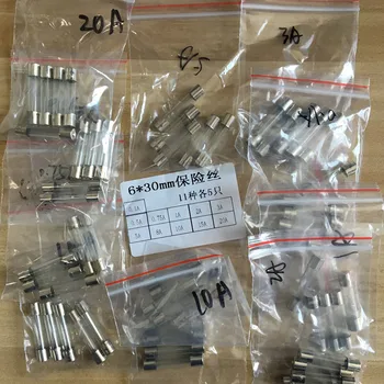 

6*30 Fast Quick Blow Glass Tube Fu se Assortment Kit, 6x30MM,0.1A 0.75A,0.5A 1A 2A 3A 5A 8A 10A 15A 20A/250V Free Shipping IC