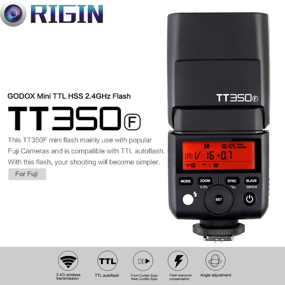 

In the stock Godox Mini Thinklite TTL TT350F Camera Flash High Speed 1/8000s GN36 2.4G Wireless X System For Fuji Digital Camera