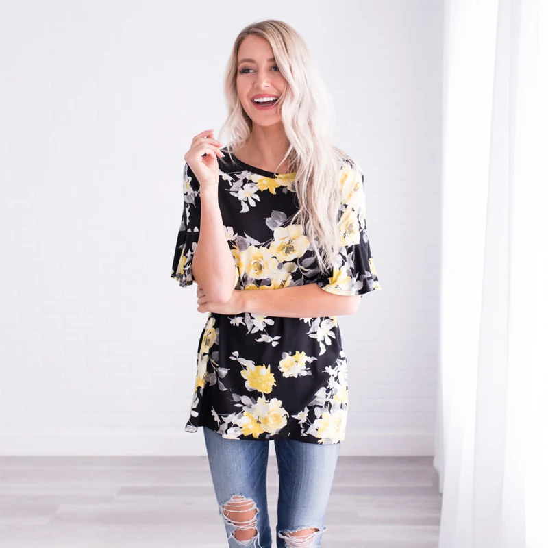 maternity blouse-maternity tops-maternity tshirt-black front 01 AS1752