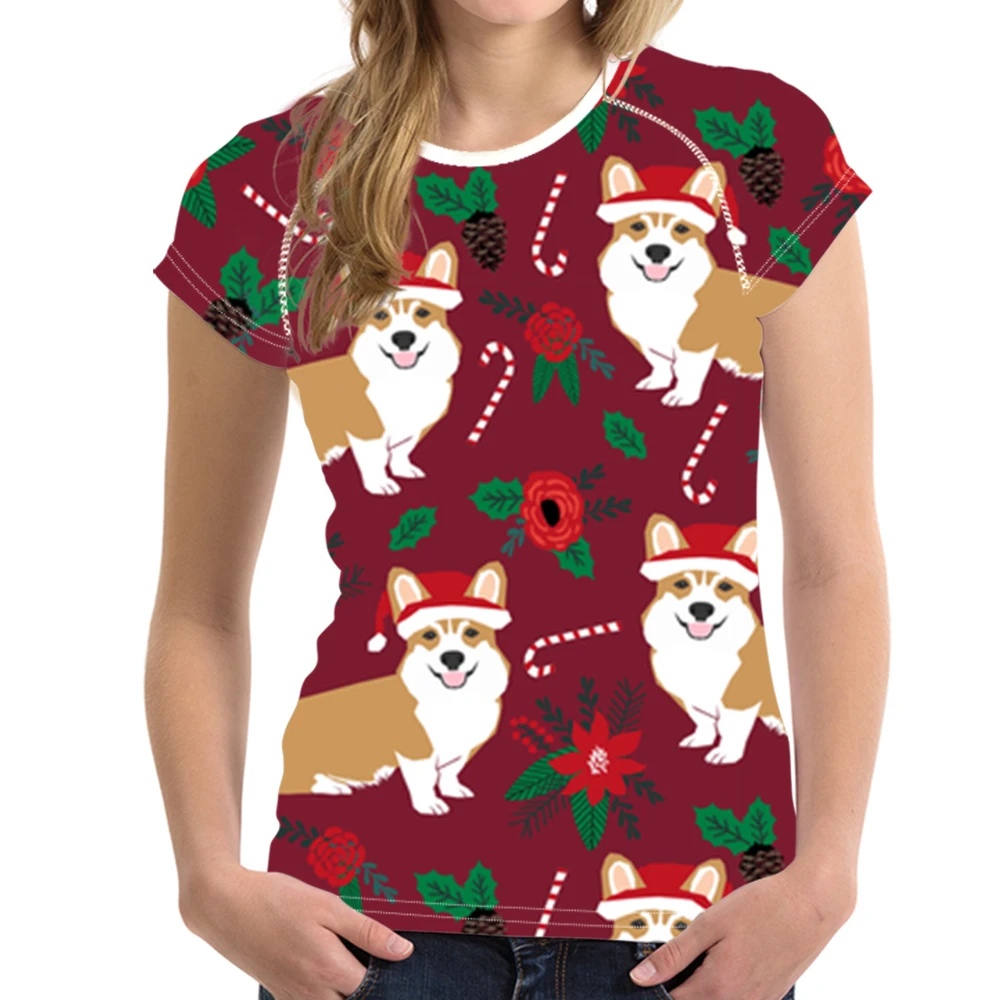 Женская футболка с короткими рукавами Noisydesigns Welsh Corgi Pembroke Повседневная милым