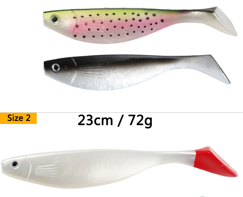 3D большая отсканированная мягкая рыба 26 г/72 г силиконовая Т-образная лопатка хвост рыболовная приманка с тройным крюком фланговая Рыболовная Снасть