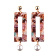 

2018 Za Resin Pendant Granite Statement Earring for Women Square Christmas Gifts Bohemian Drop Dangle Earrings Fashion Jewelry
