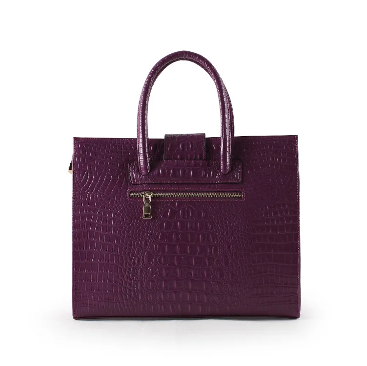 Роскошные брендовые дизайнерские женские сумки из натуральной кожи с узором «Аллигатор», деловой портфель из органической кожи, Повседневная сумка на плечо - Цвет: purple
