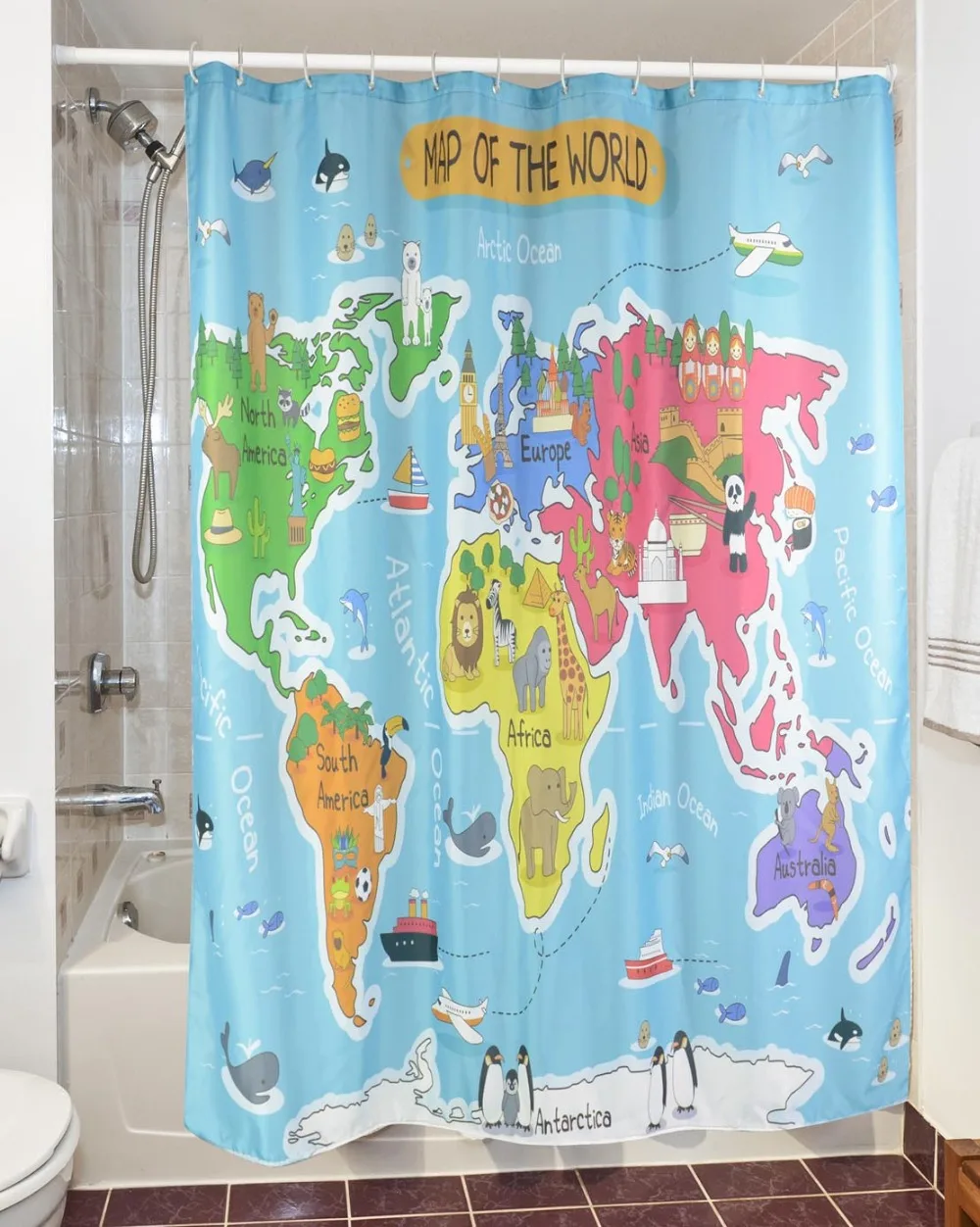 3D Nouveau Dessin Animé Carte Du Monde Étanche Rideau De Douche ... 3D Nouveau Dessin Animé Carte Du Monde Étanche Rideau De Douche ...
