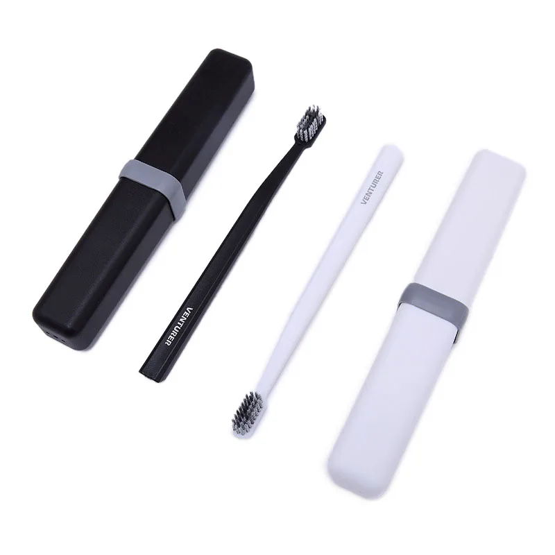 

Environmental Economic Charcoal Black Toothbrush Tongue Cleaner Medium Soft Bristle Tooth Brush Couples BathroomTravel Boxed