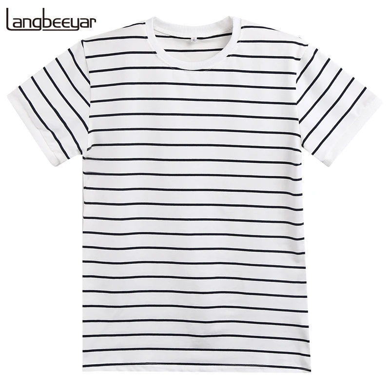 

New Mens T Shirts Fashion 2019 Summer Striped Slim Fit Short Sleeve T Shirt Men 100% Cotton Brand-Clothing Casual Men T-Shirt