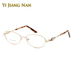 Yi Цзян Нань бренд полный кадр памяти сплав золото очков Для женщин мода круглый линзы прозрачные очки кадр Женский