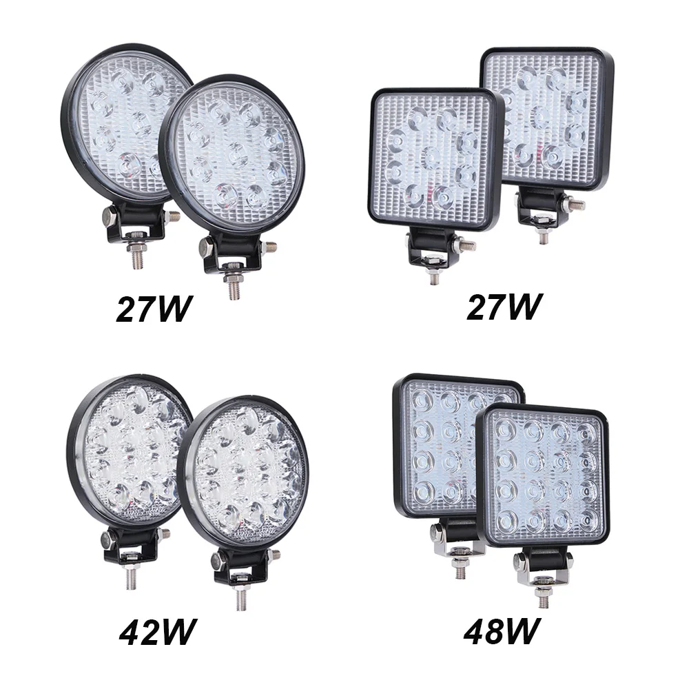 

2pcs 4 inch 27W Offroad LED Work Light 12v LED Headlights for Cars 4x4 led bar trucks flood spot beam light bar car accessory