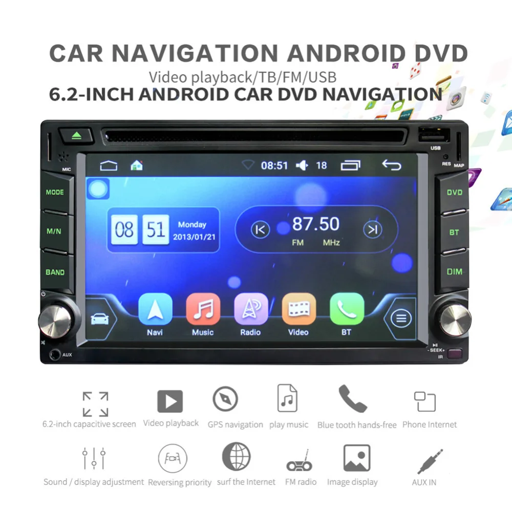  VODOOL 6.2in Touchscreen multi-sprachen GPS Navigation Kamera Bluetooth WiFi Android Auto Stereo Au