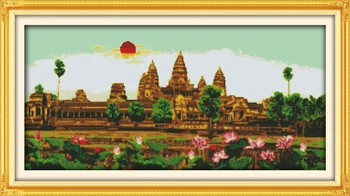 

Angkor Wat Scenery Cotton Counted Cross stitch kits Set 11CT Accurate Printed Embroidery DIY Handmade Needlework Home Decor