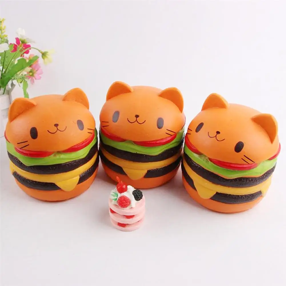Squishy Cat Hamburger Food Squishys Cake Stress Reliever Slime toys Scented Squeeze Slow Rising