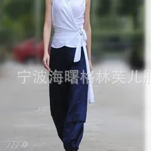 Осень, новые товары, оригинальные дизайнерские хлопковые и льняные платья с зеленым лягушкой, модные брюки для отдыха с фонариком