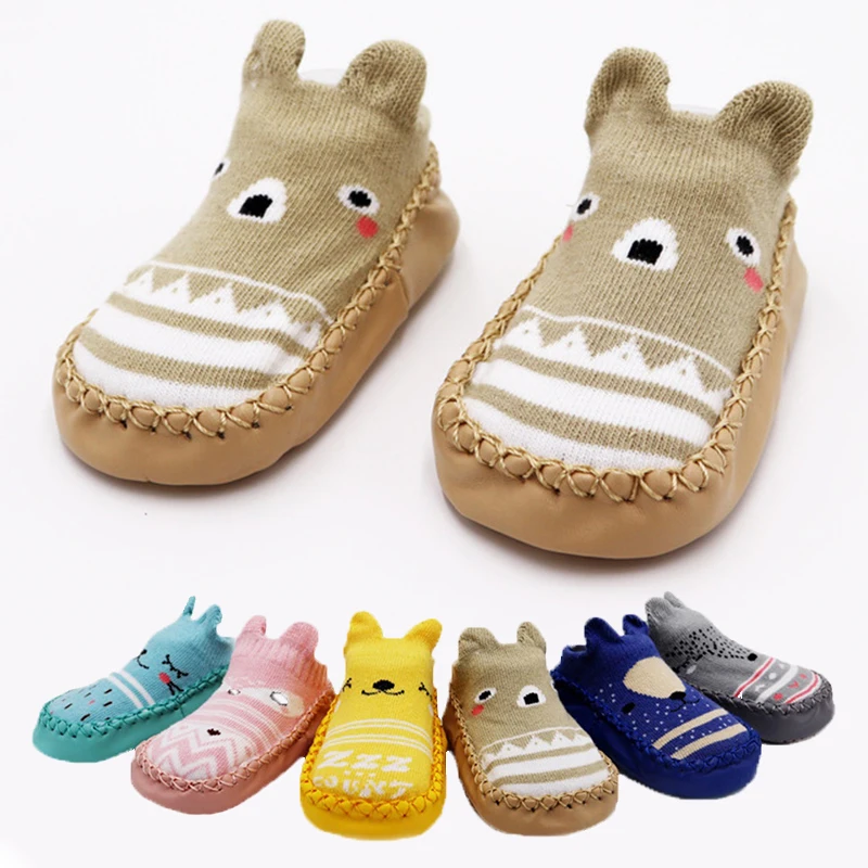 

Cute Baby Shoes Socks Children Infant Cartoon Socks Baby Gift Kids Indoor Floor Socks Leather Sole Non-Slip Thick Towel Socks