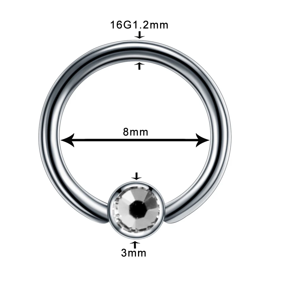 1 шт. 16 г титана драгоценный камень шар закрытие пленное кольцо обруч BCR кристалл губы нос Daith спираль ухо для трагуса септума кольцо CBR пирсинг ювелирные изделия - Окраска металла: Style3 1.2x8x3mm