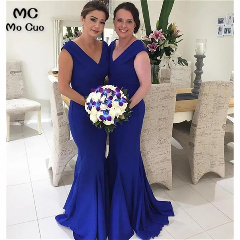 Royal-Blue-Mermaid-Bridesmaid-Dresses-2019-V-Neck-Floor-Length-Elastic-Satin-Long-Wedding-Party-Gowns.jpg_640x640