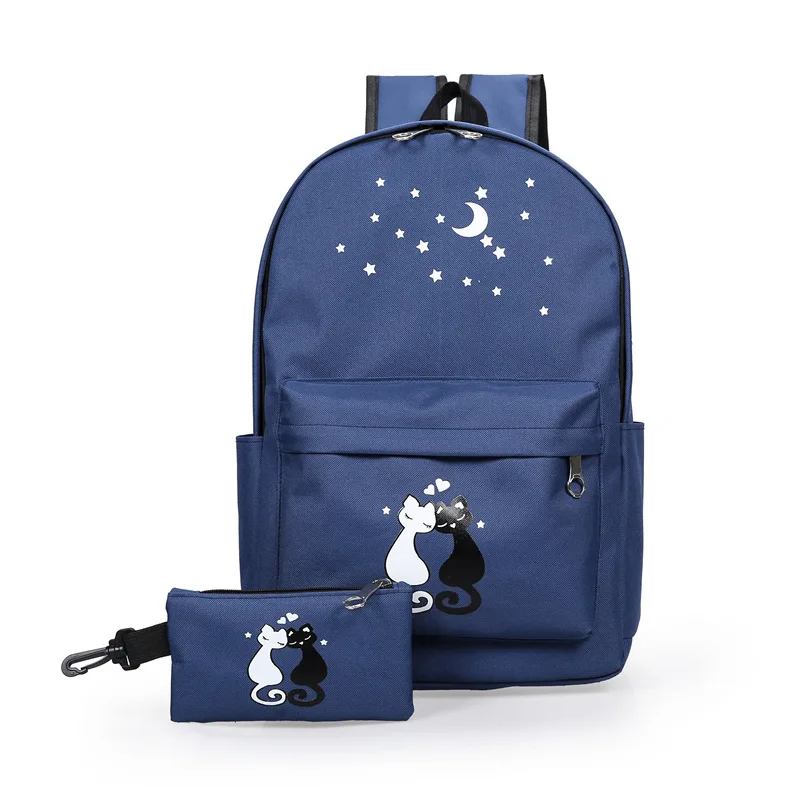 

2017new female Korean version tide canvas simple college wind waterproof large capacity two pieces of school students travel bag