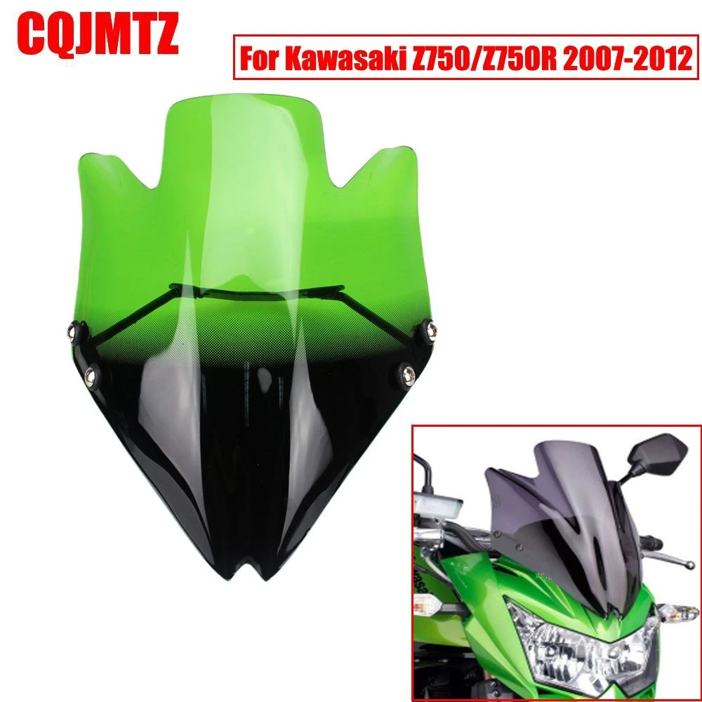 Z750R 2007-2012 Green Motorcycle Windshield Deflector Screen For Kawasaki Z750 Z750R 2007-2012 Green Motorcycle Windshield Deflector Screen For Kawasaki Z750