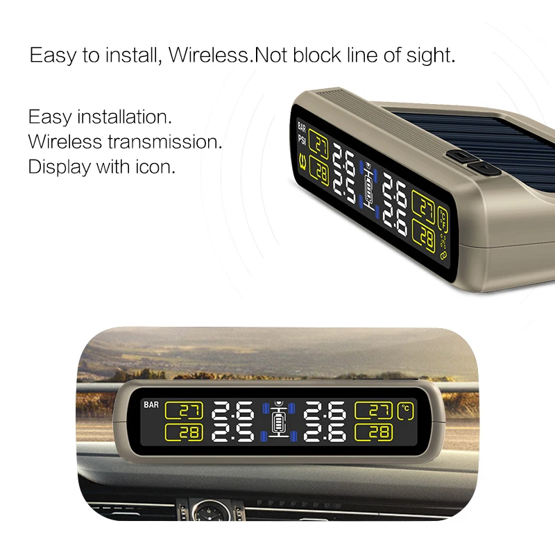 T881X-WI система контроля давления в шинах на солнечных батареях автомобильная система контроля давления в шинах Система контроля давления в шинах 4 Предупреждение для мониторинга автомобильных шин