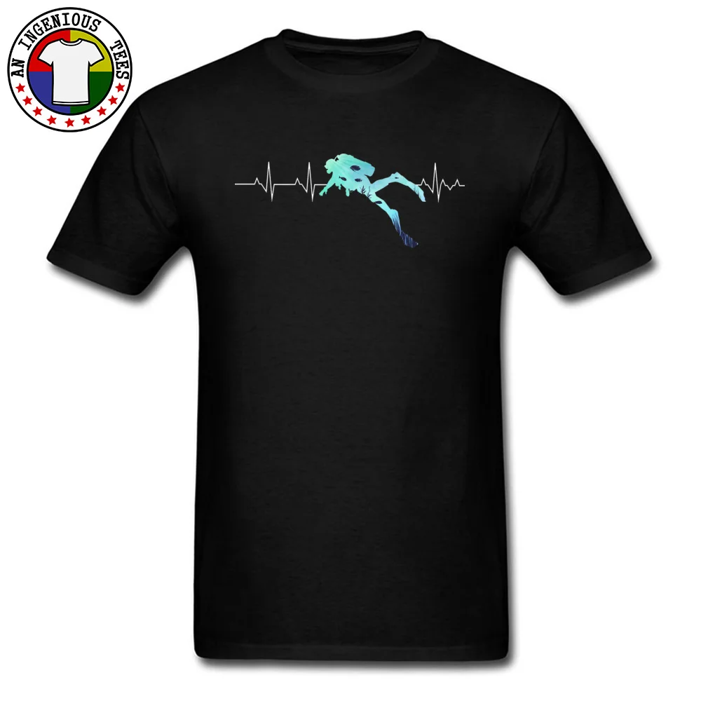O Neck Scuba-Dive-Heart-Beat-2 100% Cotton Men Top T-shirts Street Short Sleeve Tops Shirts 2018 Fashion Design T-Shirt Scuba-Dive-Heart-Beat-2 black