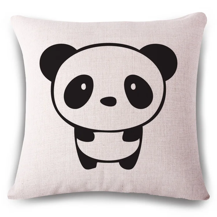 Черная панда, наволочка для подушки с принтом, льняная, привязанная, для дивана, автокресла, для семьи, дома, декоративная наволочка, чехол для подушки