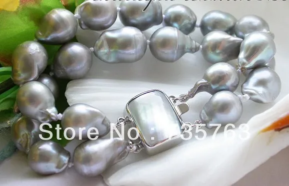 

xiuli 00299 2row 8" 18mm gray baroque keshi reborn pearl bracelet