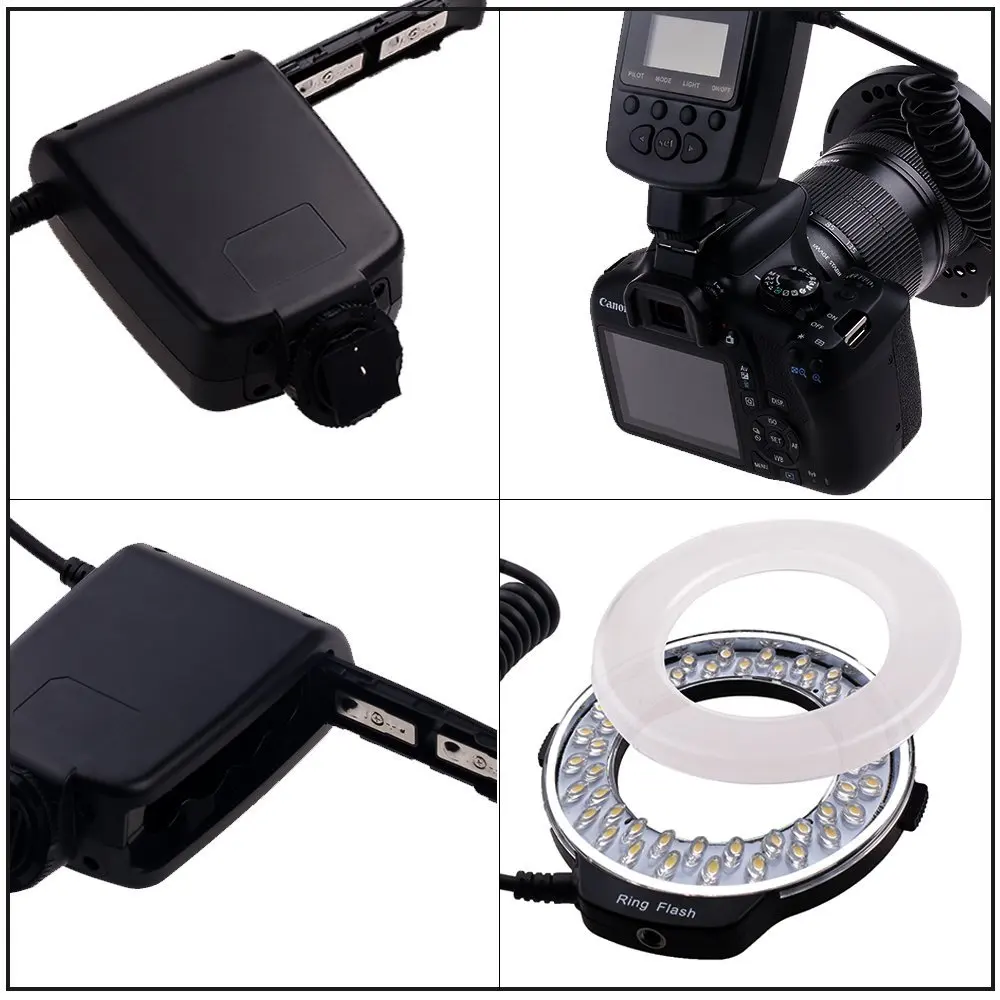 SPASH 48 шт. светодиоды RF 550D макро светодиодная Кольцевая вспышка Внешняя для Nikon Canon